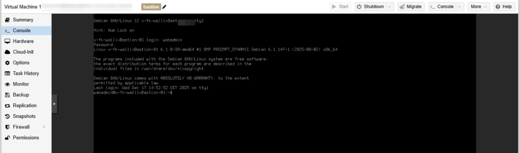 copy/paste into proxmox console