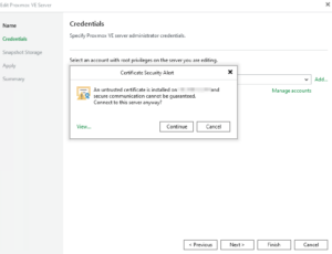 Proxmox Veeam RemoteCertificateValidationCallback